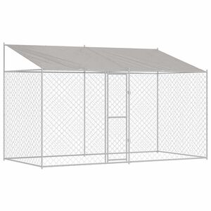 vidaXL Gabbia per Cani con Tetto Argento 400 x 200 x 256 cm