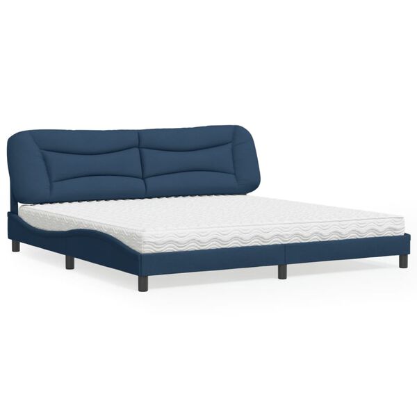 vidaXL Letto con Materasso Hvar Blu 200x200 cm in Tessuto