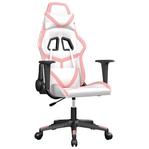 vidaXL Sedia da Gaming Massaggiante Bianco e Rosa in Similpelle