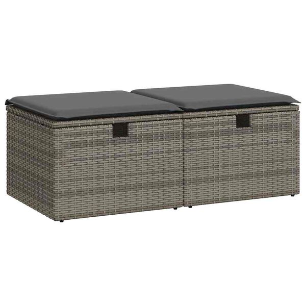 vidaXL Set Divano Giardino 2 pz con Cuscini Grigio Polyrattan Acacia