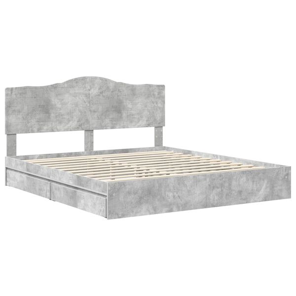 vidaXL Letto con Contenitore con testiera Grigio cemento 180 x 200 cm