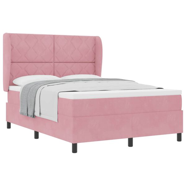 vidaXL Letto a molle con materasso Rosa 200 x 160 cm Velluto