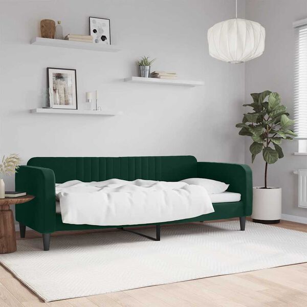 vidaXL Letto da Giorno Verde Scuro 80x200 cm in Velluto