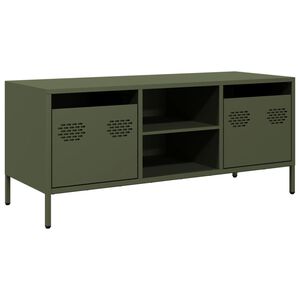 vidaXL Mobile TV Verde Oliva 101,5x39x43,5cm Acciaio Laminato a Freddo