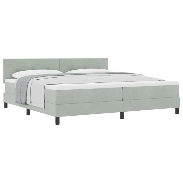 vidaXL Letto a molle con materasso Grigio chiaro 200 x 200 cm Velluto