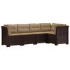 vidaXL Divano da Giardino 5 Posti con Cuscini Stile Rattan PP Marrone