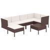 vidaXL Set Divani da Giardino 7 pz con Cuscini in Polyrattan Marrone