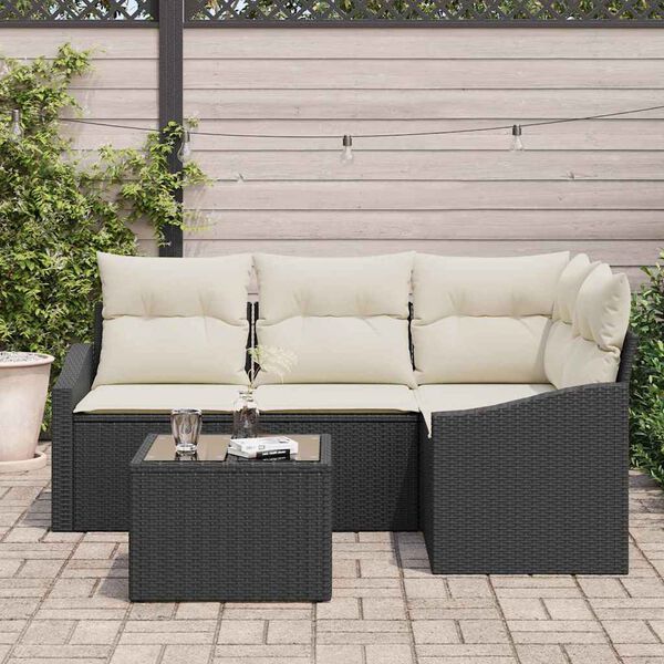 vidaXL Set Divano da Giardino 5 pcs Marrone e Crema polyrattan