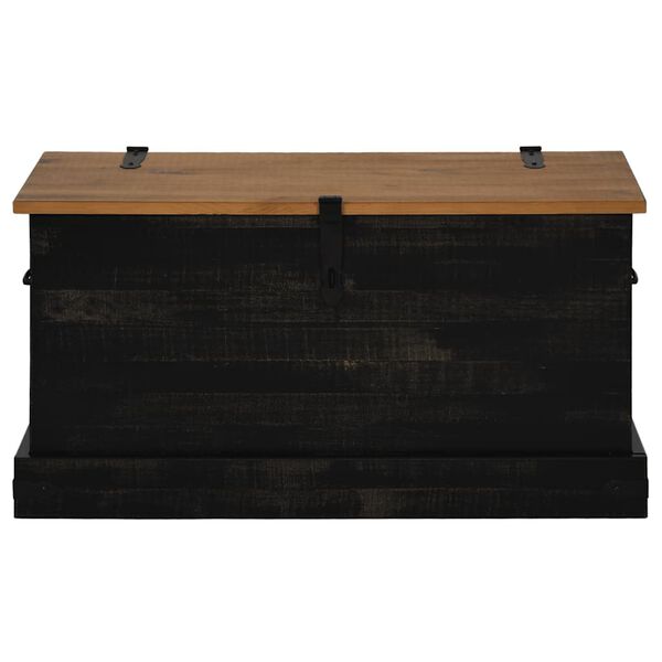 vidaXL Cassapanca HALDEN Nero 91x48x47 cm in Legno Massello di Pino