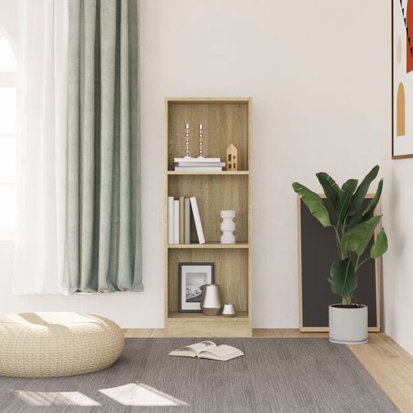 vidaXL Libreria 3 Ripiani Rovere Sonoma 40x24x109 cm Legno Multistrato