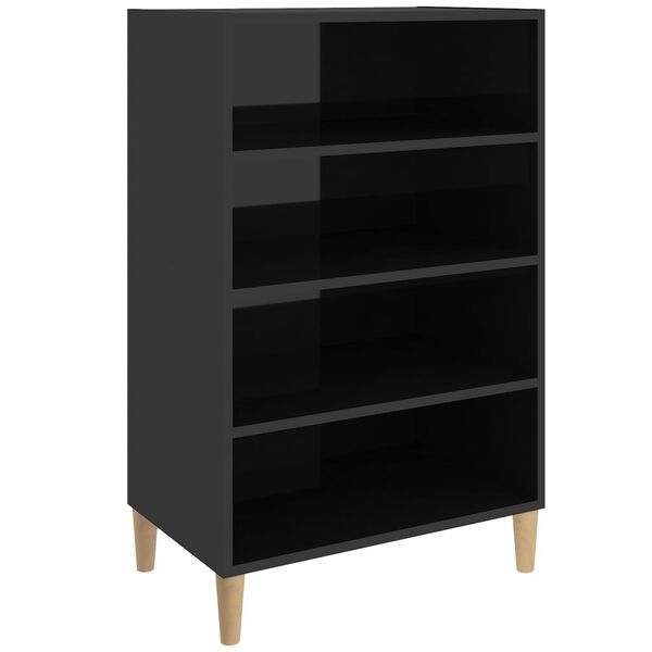 vidaXL Credenza Nero Lucido 57x35x90 cm in Legno Multistrato