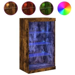 vidaXL Credenza con Luci LED Rovere Fumo 60,5x37x100 cm