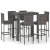 vidaXL Set Bar da Giardino 7 pz con Cuscini in Polyrattan Grigio