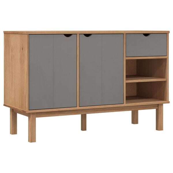 vidaXL Credenza OTTA Marrone e Grigio 114x43x73,5 cm in Legno di Pino
