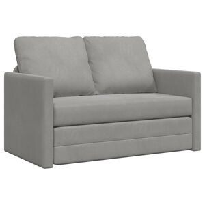 vidaXL Divano Letto da Terra 2 in 1 Grigio Chiaro 122x204x55cm Velluto