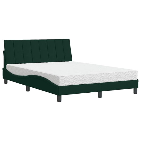 vidaXL Letto con Materasso Hanko Verde Scuro 140x190 cm in Velluto