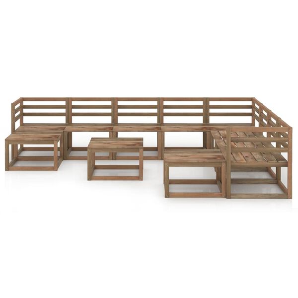 vidaXL Set Salotto da Giardino 11 pz Legno di Pino Impregnato Marrone