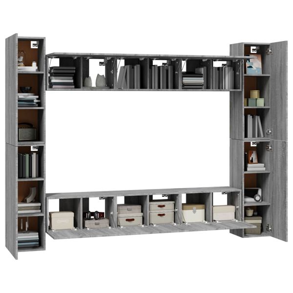 vidaXL Set Mobili Porta TV 10 pz Grigio Sonoma in Legno Multistrato