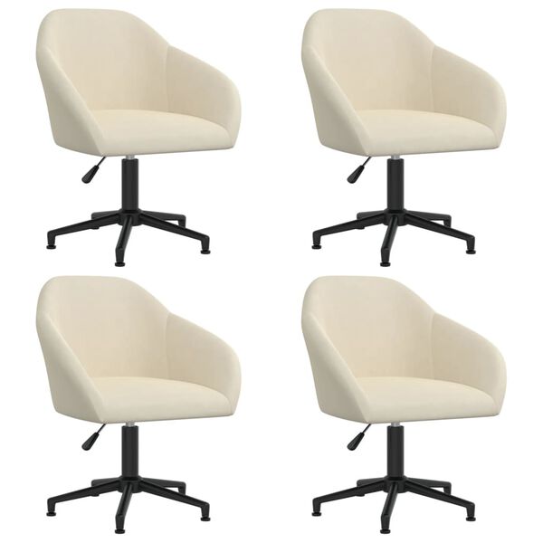 vidaXL Sedie da Pranzo Girevoli 4 pz Crema in Velluto
