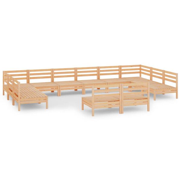vidaXL Set Salotto da Giardino 12 pz in Legno Massello di Pino