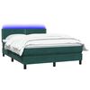 vidaXL Letto a Molle con Materasso e LED Verde Scuro 160x210 cm Velluto