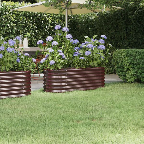 vidaXL Letto Giardino Acciaio Zincato 114x40x36cm Marrone