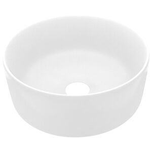 vidaXL Lavandino Lusso Rotondo Bianco Opaco 40x15 cm in Ceramica
