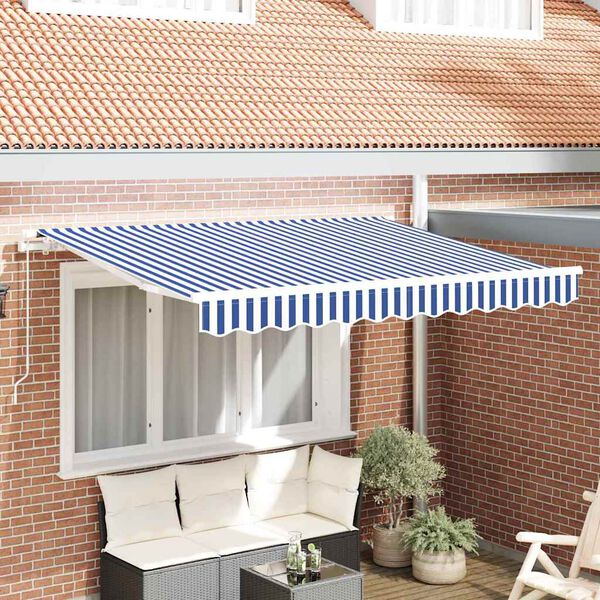 vidaXL Telo di ricambio per tenda da sole Blu e bianco 250 x 200 cm
