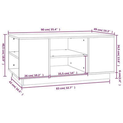 vidaXL Tavolino da Salotto Nero 90x49x40,5 cm Legno Massello di Pino