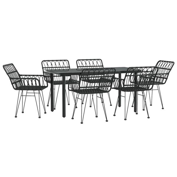 vidaXL Set da Pranzo da Giardino 7 pz Nero in Polyrattan