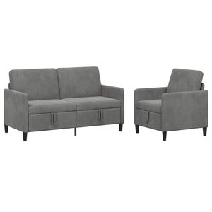 vidaXL Set di Divani con Storage 2 pz Grigio Scuro Poliestere