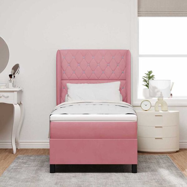 vidaXL Letto a molle con materasso Rosa 200 x 100 cm Poliestere