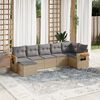 vidaXL Set Divani da Giardino 7 pz con Cuscini Beige in Polyrattan
