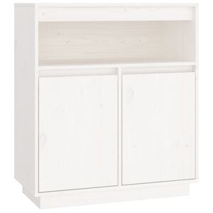 vidaXL Credenza Bianca 70x34x80 cm in Legno Massello di Pino