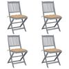 vidaXL Sedie da Giardino Pieghevoli 4pz con Cuscini in Massello Acacia