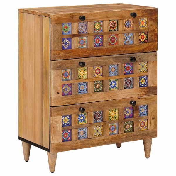 vidaXL Credenza Naturale 60 x 33 x 75 cm Legno di mango massello