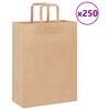 vidaXL Sacchetti di Carta 250 pz con Manici Marrone 26x12x35 cm