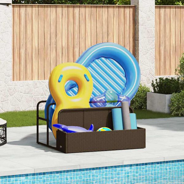vidaXL Galleggiante a Bordo Piscina Marrone 110x100x57 cm Polyrattan