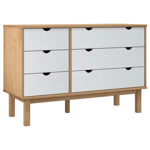 vidaXL Cassettiera OTTA Marrone e Bianco 111x43x73,5 cm Legno di Pino