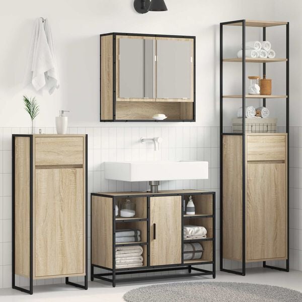 vidaXL Mobile da Bagno Sonoma 40 x 30 x 180 cm Legno multistrato