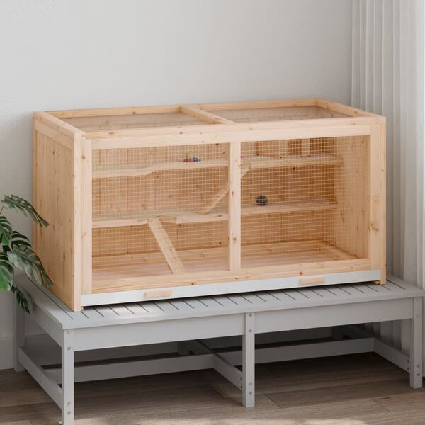 vidaXL Gabbia per criceti 104x52x54 cm in legno massello di abete