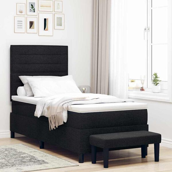 vidaXL Letto a molle con testiera Nero 100 x 200 cm Tessuto