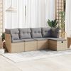 vidaXL Set Divano da Giardino 5 pz con Cuscini Beige in Polyrattan