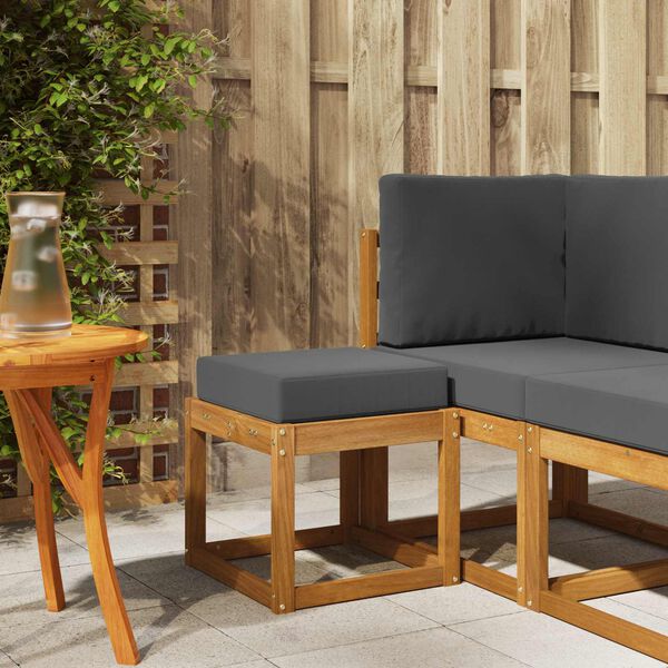 vidaXL Panca Sgabello con cuscino Naturale e Antracite 43 x 43 x 37 cm