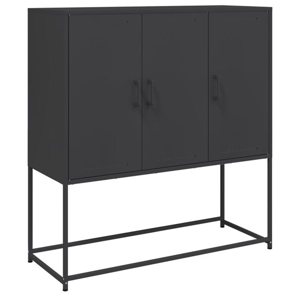 vidaXL Credenza Nera 100,5x39x107 cm in Acciaio