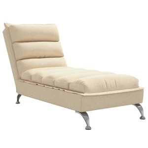 vidaXL Chaise Longue con Cuscini Crema in Tessuto