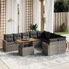 vidaXL Set Divano da Giardino 10 pz con Cuscini Grigio in Polyrattan