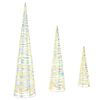 vidaXL Albero di Natale 3 pz Bianco caldo 20 x 20 x 80 cm PET 90 LED
