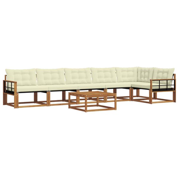 vidaXL Set di divani da esterno con cuscino 7 pcs Naturale e Crema