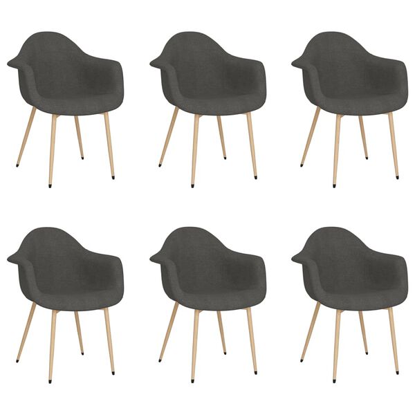 vidaXL Sedie da Pranzo 6 pz Grigio Scuro in Tessuto